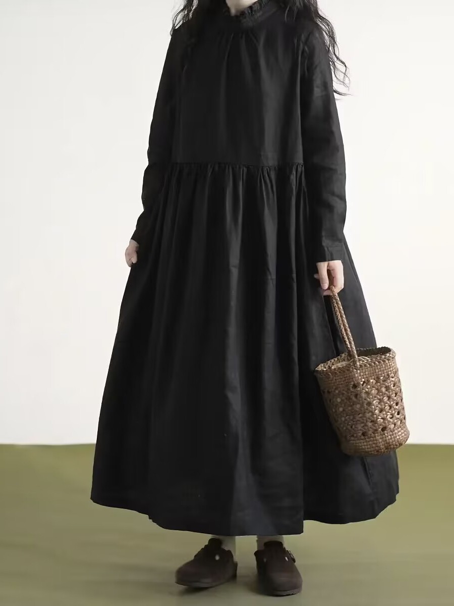 Abito in lino a maniche lunghe - Casual Loose Linen Shirt Dress recensione e prezzo