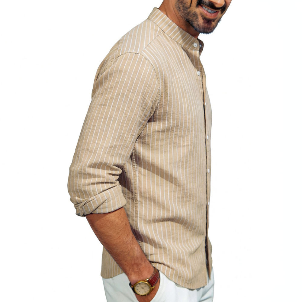 Camicia da uomo in lino con co - Casual Loose Linen Shirt Dress recensione e prezzo