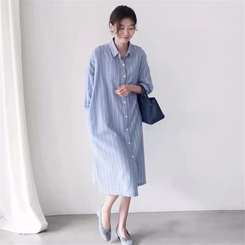 Abito Camicia a Righe Blu da D - Korean Style A Line Shirt Dress recensione e prezzo